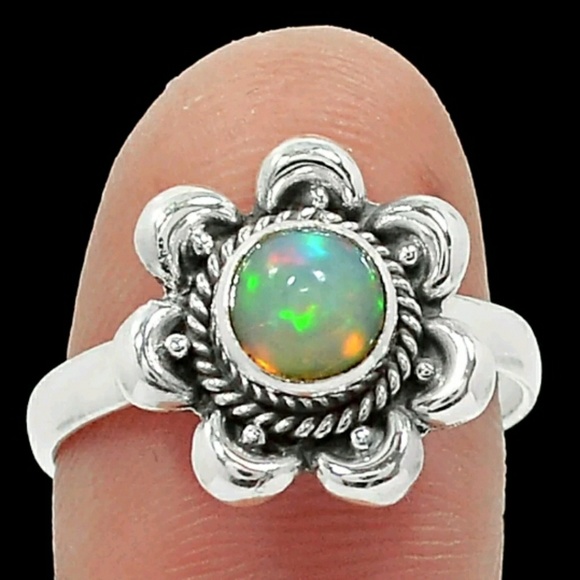 NWT FLASHY OPAL 925 STERLING SILVER RING, SIZE 8 - Picture 6 of 6